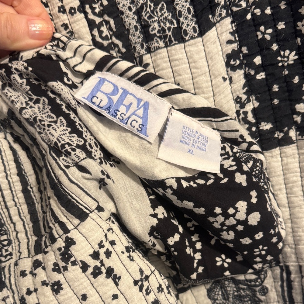 Reversible Quilted Jacket Black White Patchwork Lightweight Jacket XL - Picture 7 of 8